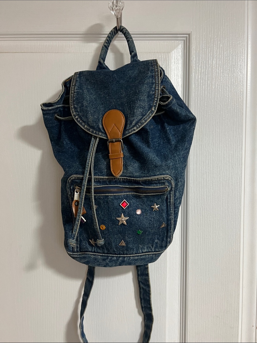Vintage Capezio Denim Backpack with Stud Accents